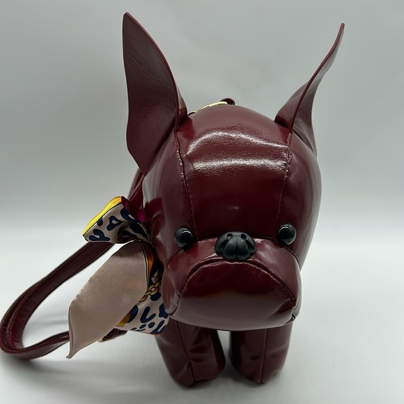 2336- Dog Lovers Burgundy Crossbody Vegan Bag NWT - Picture 7 of 8